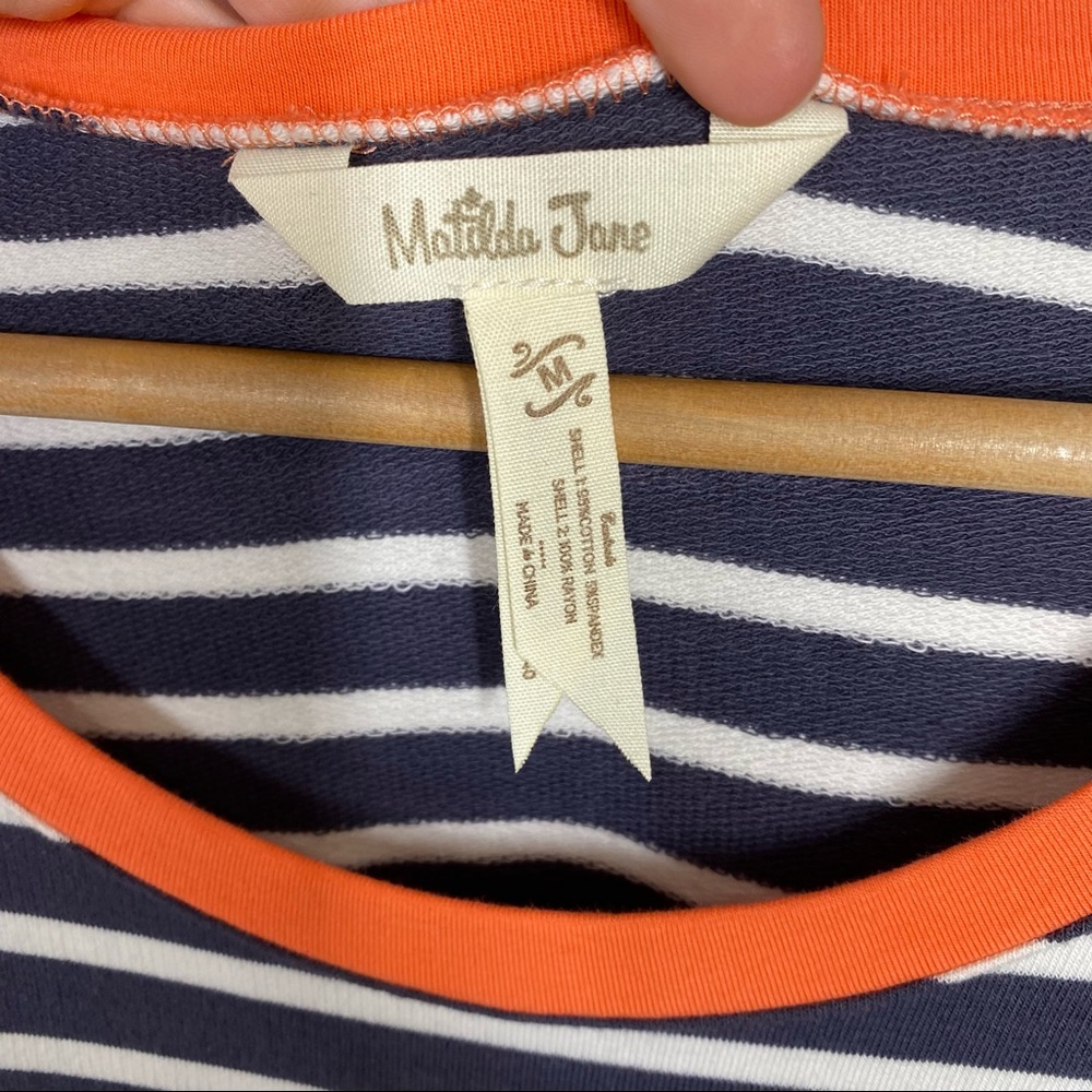 Matilda Jane Winsome Striped and Floral Dress Small Blue Orange - Picture 3 of 8